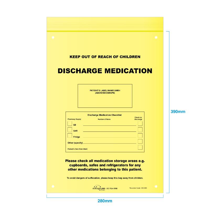StirlingFildes | DISCHARGE MEDICATION Bags RESEALABLE BAG 280mm x 390mm ...