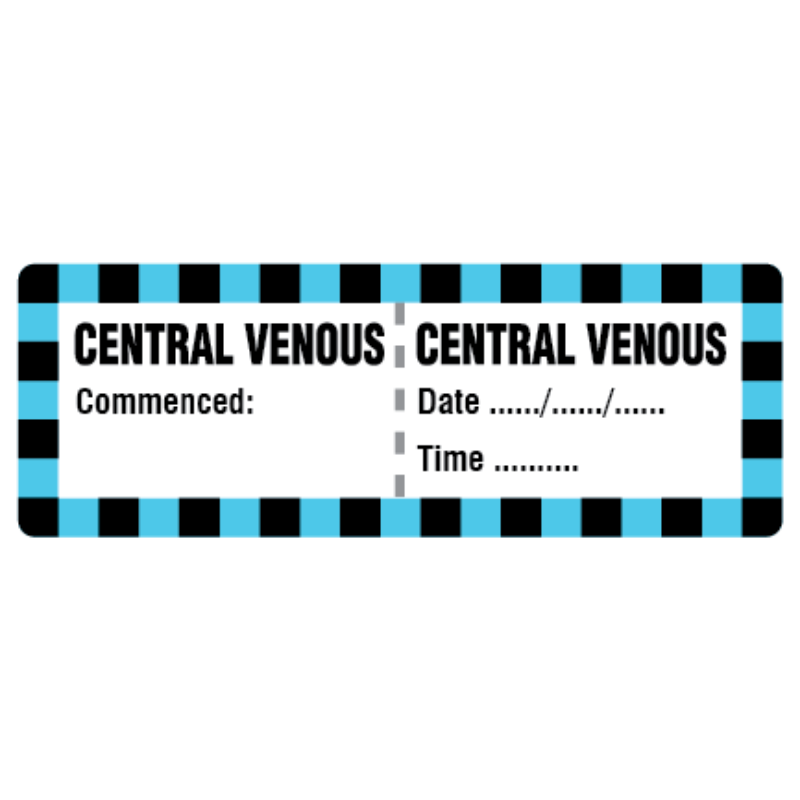 StirlingFildes | CENTRAL VENOUS Line Labels 70x25mm BLUE 2985U & BLK ON ...
